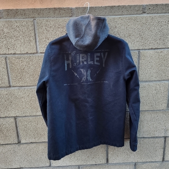 HURLEY hooded canvas jacket grey mens size M - Picture 3 of 6